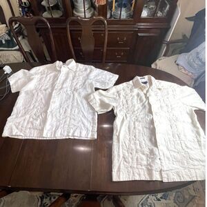 Weekender Mens XL 100% Linen Guayabera Shirts LOT Short Sleeves Cuban Resort